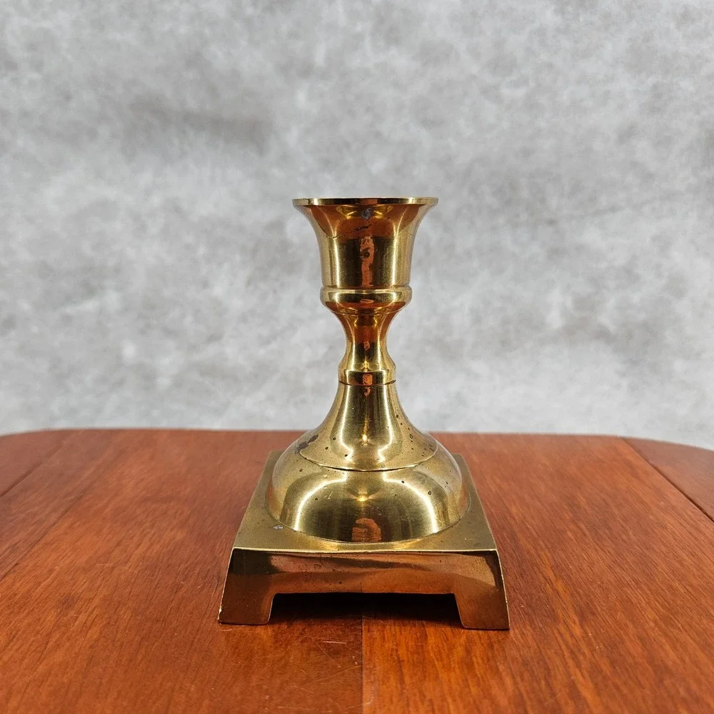 Pier 1‎ Vtg Brass Candlestick Holder Sm Square Home Holiday Decor Made in India
